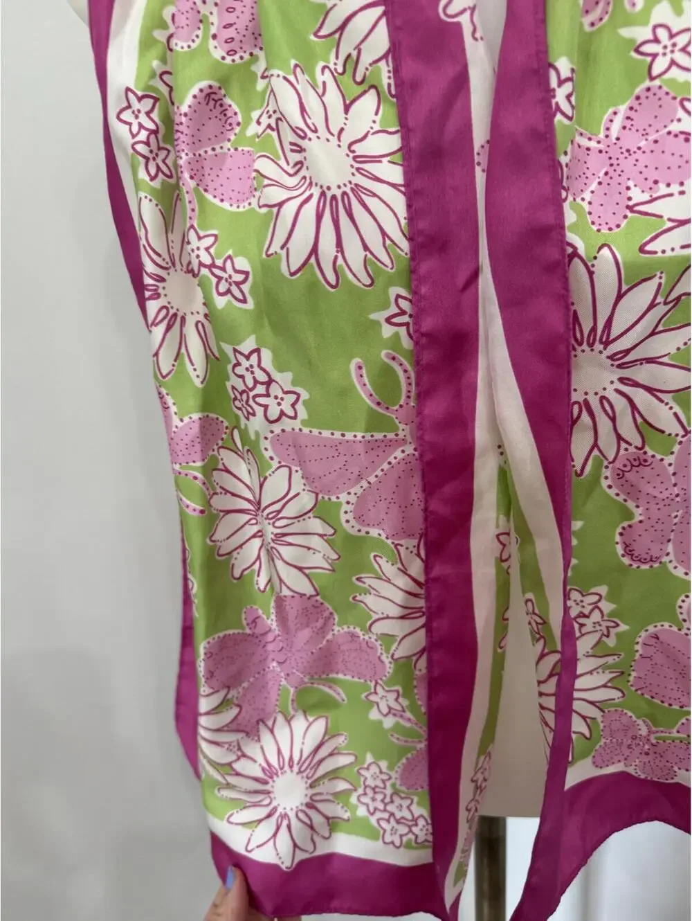 Lilly Pulitzer Breast Cancer Floral and Butterfly Patterned Silk Scarf